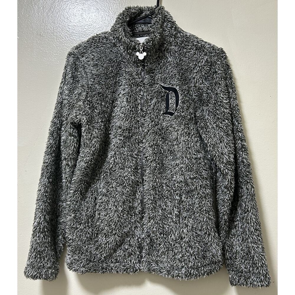 Disneyland Women's Grey Fuzzy Fleece Zip Up Jacket Soft Cozy Disney - Size XS